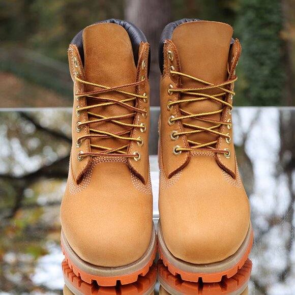 Timberland 6 Inch Premium Wheat Orange Boots - Picture 10 of 15